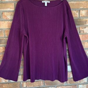 Girl With Curves Women’s Dark Plum Long Wide Sleeves Knit Blouse Size XL